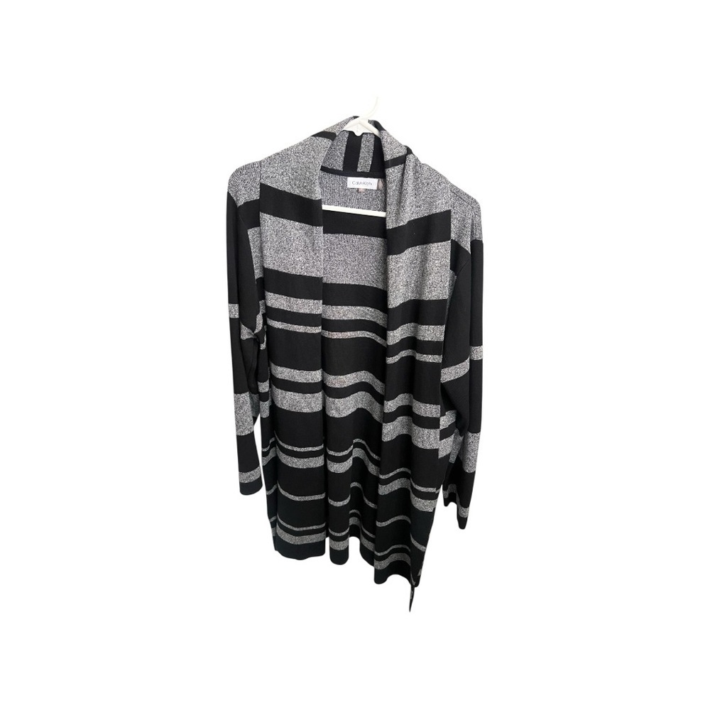 Calvin Klein Charcoal and Black Striped Cardigan